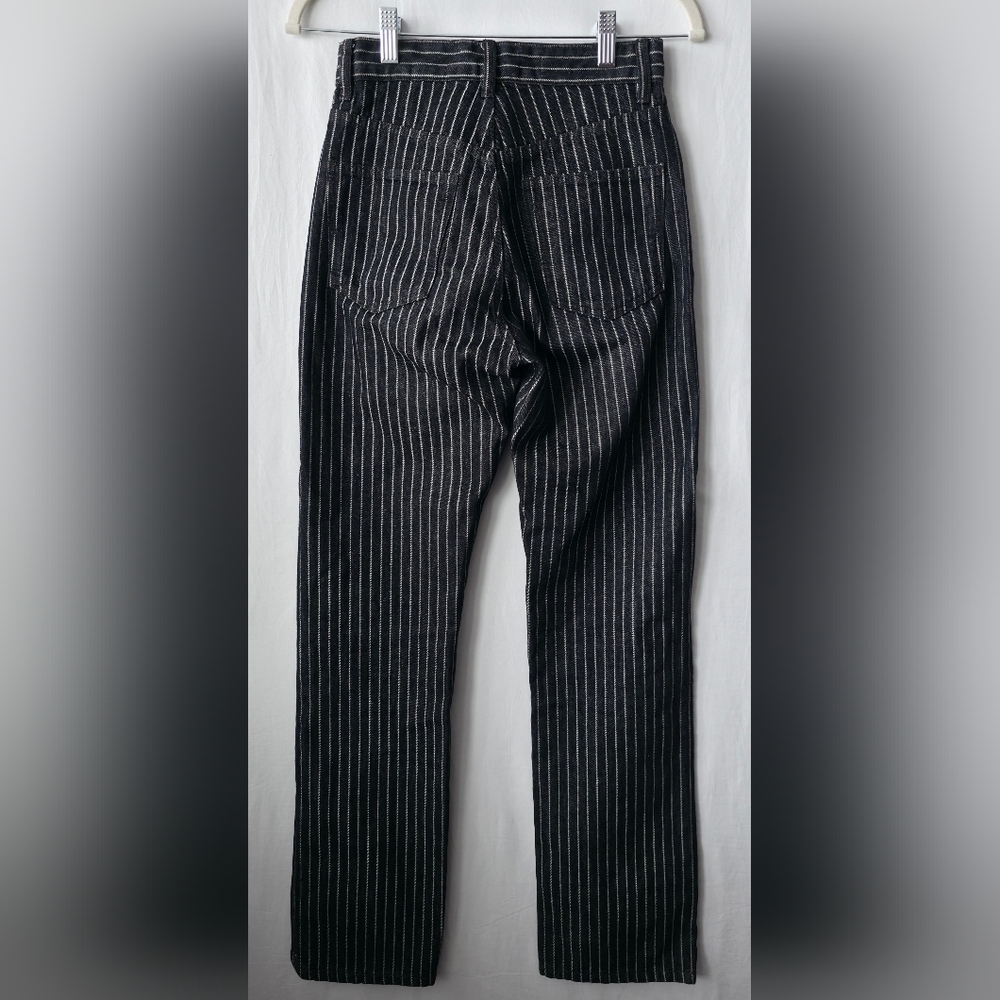Zara High Rise Pinstripe Flare Jeans Black White Striped Wide Leg Retro Goth - Picture 3 of 12
